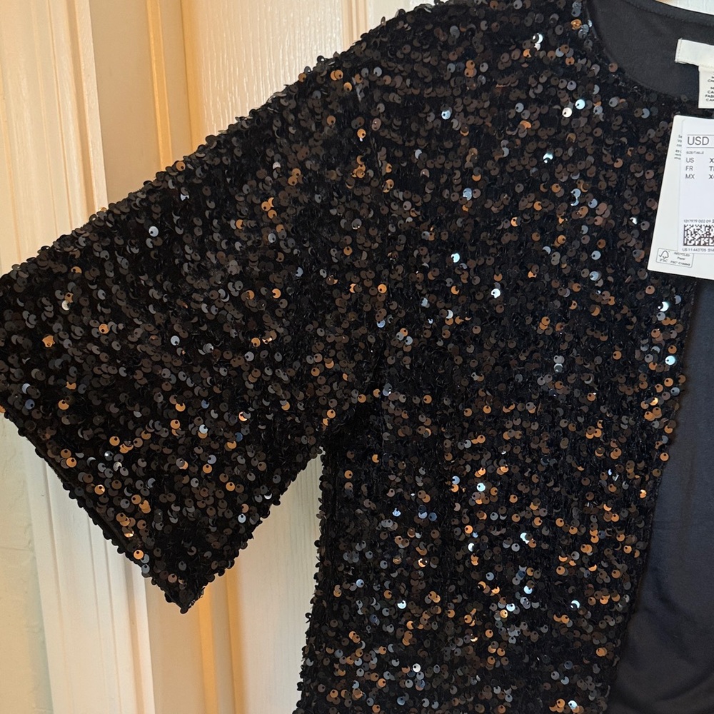 NWT-H&M Black Sequin Jacket - Picture 4 of 6